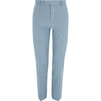 River Island Mens Skinny Suit Pants With Linen