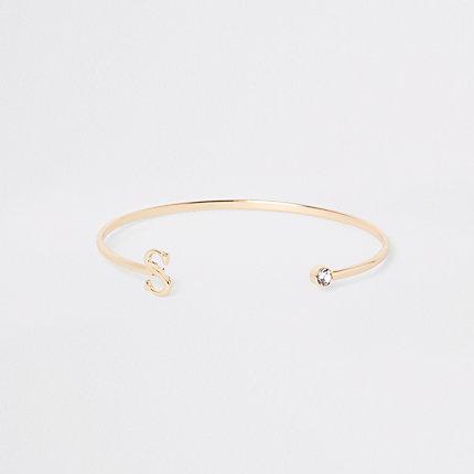 River Island Womens Gold Plated 's' Initial Cuff Bracelet