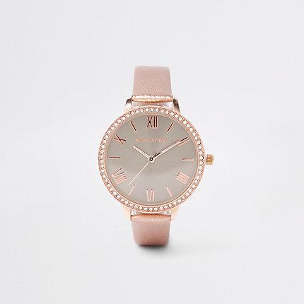 River Island Womens Grey Dial Rhinestone Encrusted Watch