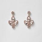 River Island Womens Rose Gold Tone Diamond Dangle Earrings