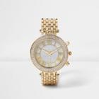 River Island Womens Gold Tone Diamant Bling Watch