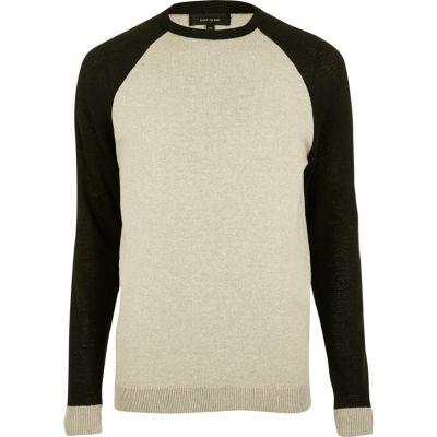 River Island Mens Contrast Sleeve Sweater