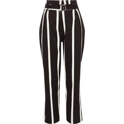 River Island Womens Stripe Paperbag Waist D Ring Pants