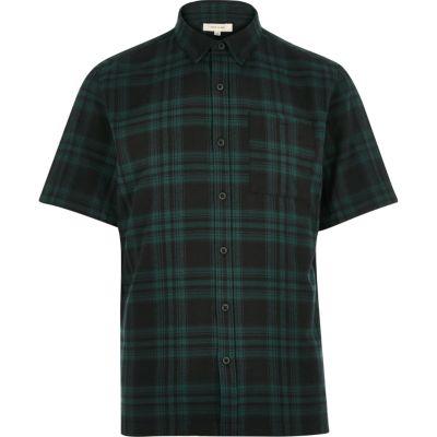 River Island Mens Check Twill Short Sleeve Shirt