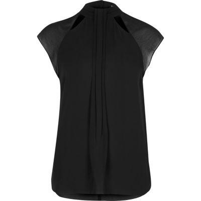 River Island Womens High Neck Pintuck Pleat Chiffon Top
