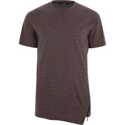 River Island Mens Mink Only And Sons Stripe Zip Hem T-shirt