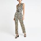 River Island Womens Leopard Print Belted Jumpsuit