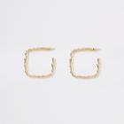 River Island Womens Gold Colour Square Textured Hoop Earrings