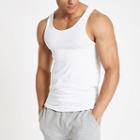 River Island Mens White Muscle Fit Scoop Neckk
