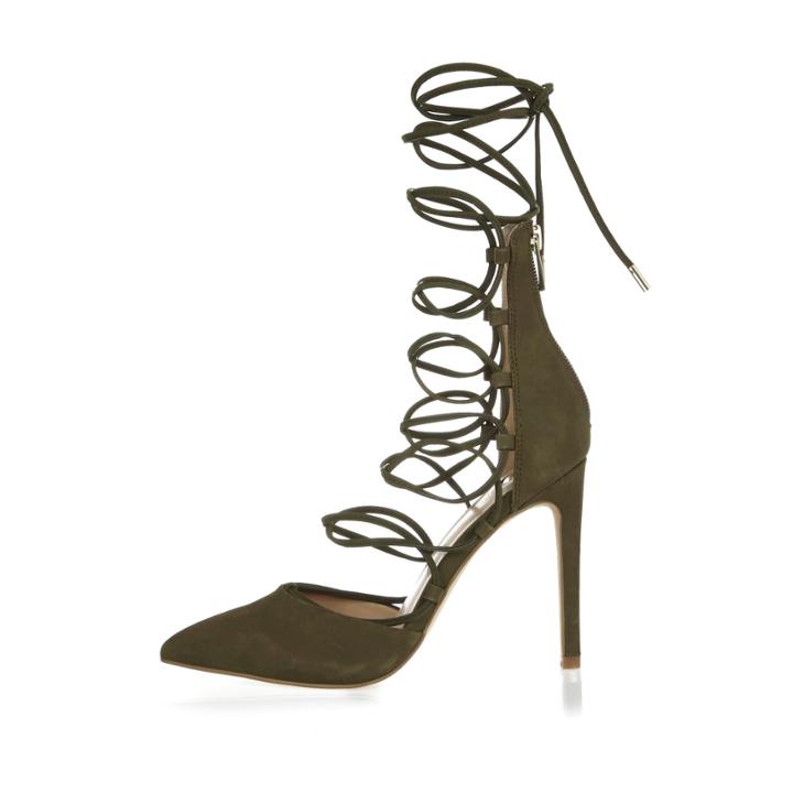 River Island Womens Leather Lace Up Court Heels