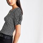 River Island Womens Dogtooth Check Twist Sleeve Top
