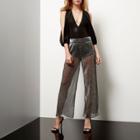 River Island Womens Silver Sheer Pleated Palazzo Pants