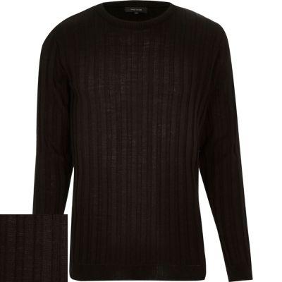 River Island Mens Wide Ribbed Long Sleeve Sweater