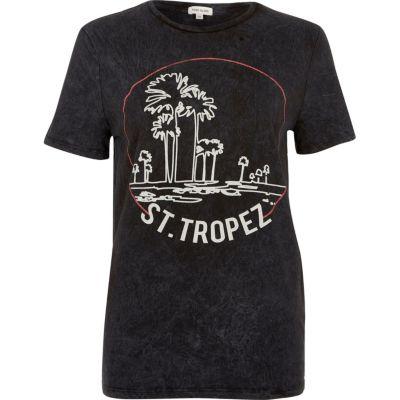 River Island Womens Washed San Tropez Print T-shirt