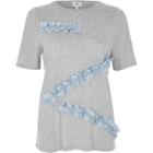 River Island Womens Asymmetric Metallic Frill T-shirt