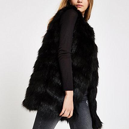 River Island Womens Faux Fur Chevron Panelled Vest