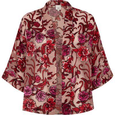 River Island Womens Floral Devore Cropped Cape Jacket
