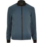 River Island Mensturquoise Casual Contrast Neck Bomber Jacket