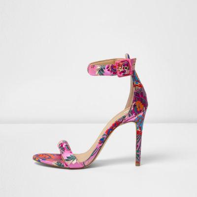 River Island Womens Floral Print Barely There Sandals