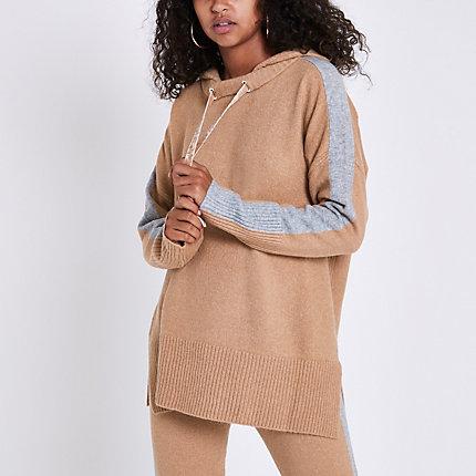 River Island Womens Contrast Side Knitted Hoodie