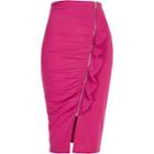 River Island Womens Ruched Asymmetric Zip Front Pencil Skirt