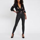 River Island Womens Sequin Floral Wrap Front Bodysuit