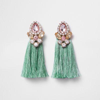 River Island Womens Tassel Jewel Embellished Earrings