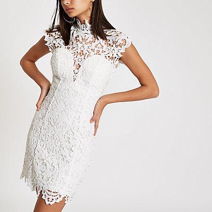 River Island Womens Forever Unique White Lace Bodycon Dress