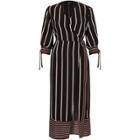 River Island Womens Stripe Waisted Wrap Front Midi Dress