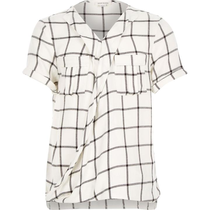 River Island Girls White Check Wrap Blouse