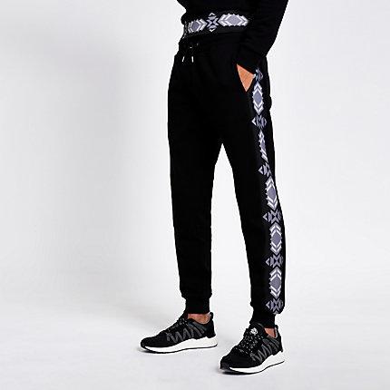River Island Mens Aztec Slim Fit Joggers