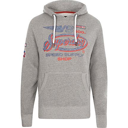 River Island Mens Superdry Logo Print Hoodie