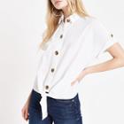 River Island Womens White Tie Front Crop Shirt
