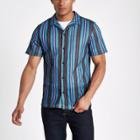 River Island Mens Stripe Print Mesh Short Sleeve Shirt