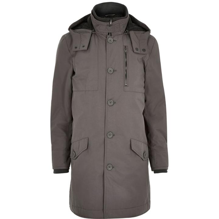 River Island Mensgrey Casual Long Parka Jacket