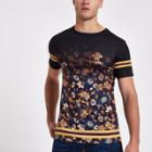 River Island Mens Floral Stripe Muscle Fit T-shirt