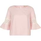 River Island Womens Petite Crochet Bell Sleeve Top