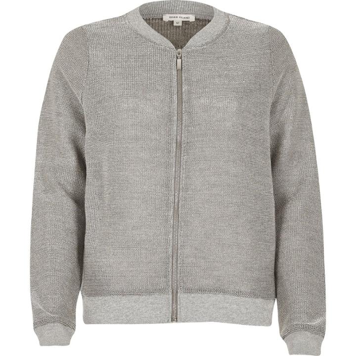 River Island Womens Metallic Silver Bomber Jacket
