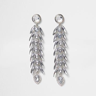River Island Womens Silver Tone Jewel Dangle Earrings