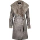 River Island Womens Faux-suede Belted Robe Coat