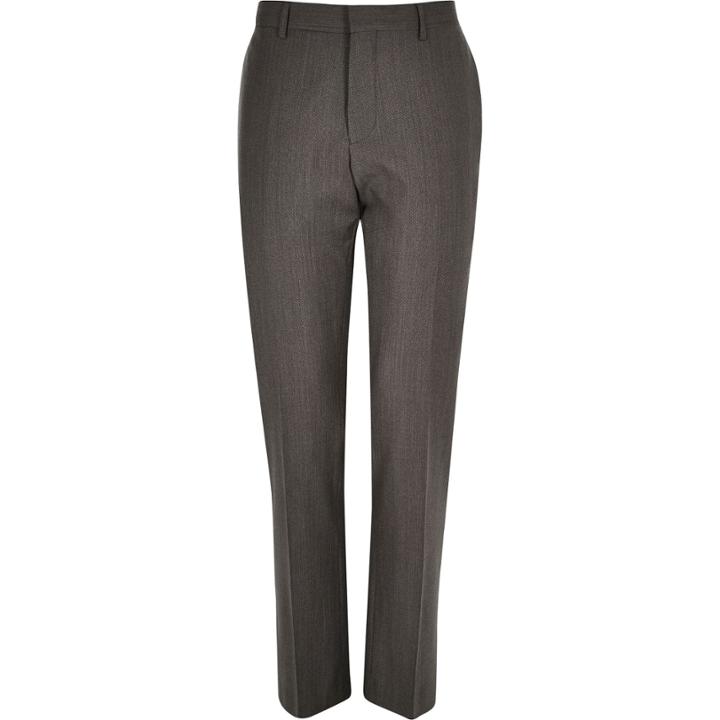 River Island Mensbrown Premium Wool Slim Suit Pants