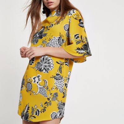 River Island Womens Floral Print Flute Sleeve Dress