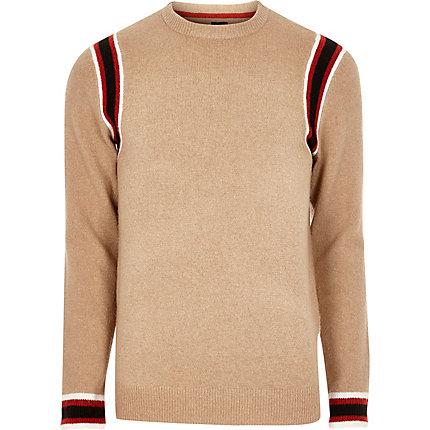 River Island Mens Knit Slim Fit Contrast Tape Side Jumper