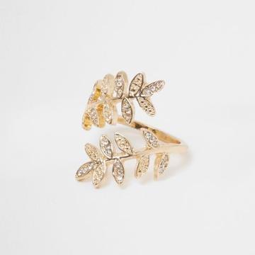 River Island Womens Gold Tone Wrap Leaf Ring