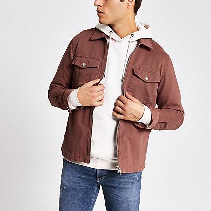 River Island Mens Zip Front Regular Fit Overshirt