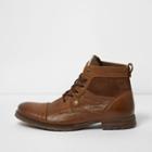 River Island Mens Leather And Suede Toe Cap Work Boots