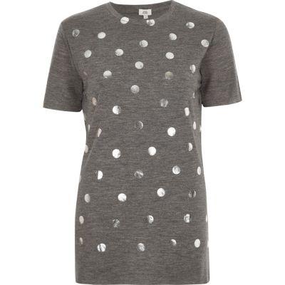 River Island Womens Polka Dot Foil Print T-shirt