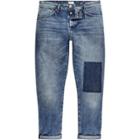 River Island Mens Mid Wash Patchwork Jimmy Slim Tapered Jeans