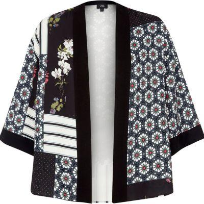 River Island Womens Panel Tile Print Cropped Kimono