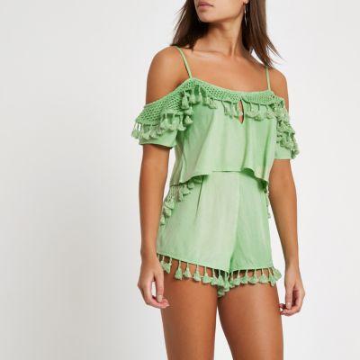 River Island Womens Tassel Trim Cami Beach Crop Top